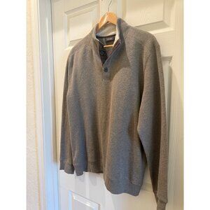 Tasso Elba Men's Lrg Beige Quarter-Button Cotton Pullover Sweater Shirt